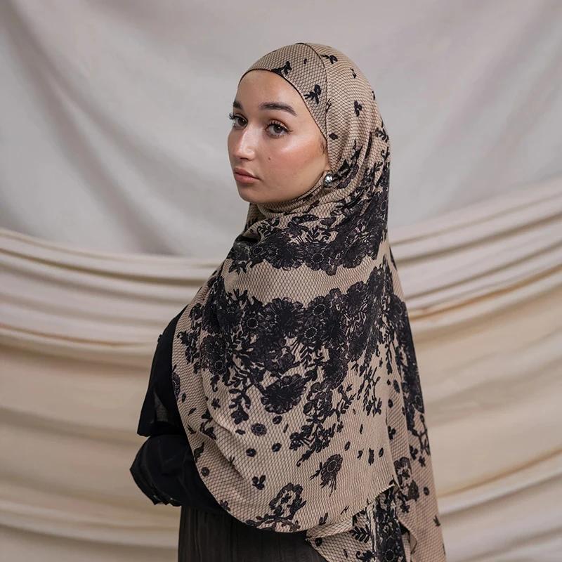 1 pièces aquarelle impression Hijab femmes bohème doux Islam Ramadan musulman Hijabs Foulard Femme c