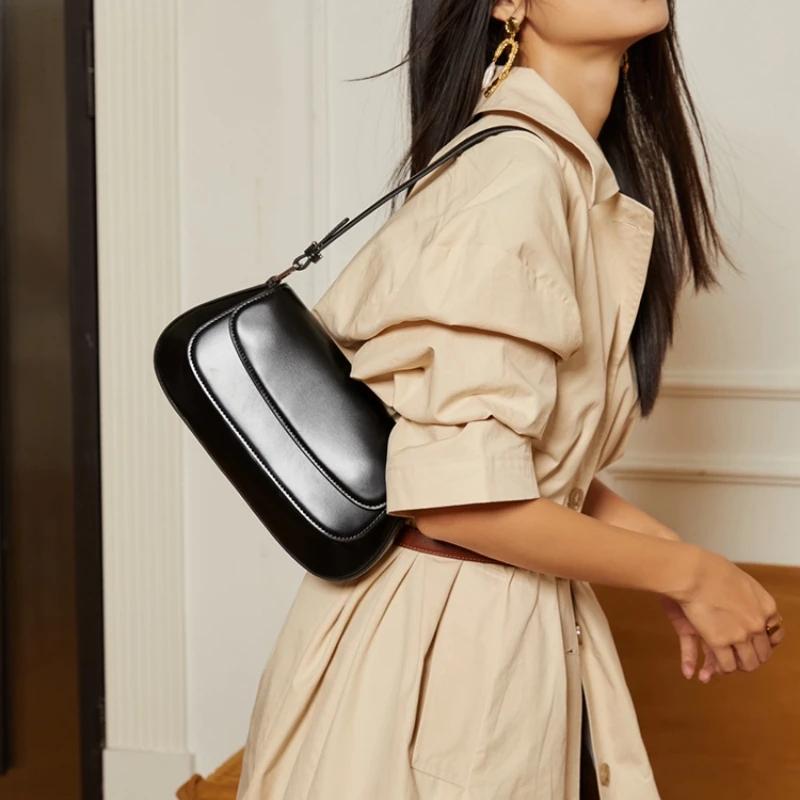 Sacs à bandoulière sous les bras en cuir de vache sacs à main en cuir véritable femmes sac à bandoul