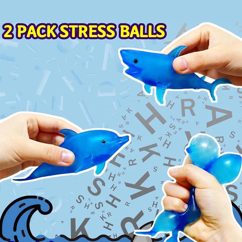 Balles anti-Stress Squishy Shark, balle à presser en forme de dauphin, extensible, Animal de mer, jo
