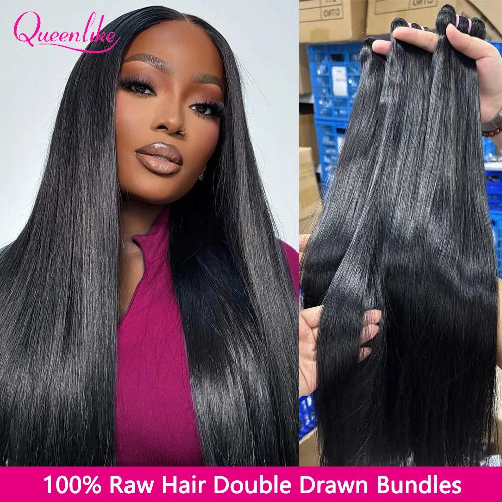 Mèches vietnamiennes lisses à Double tirage 15A, 24 pouces, 100% vrais cheveux humains, lots de 1/3