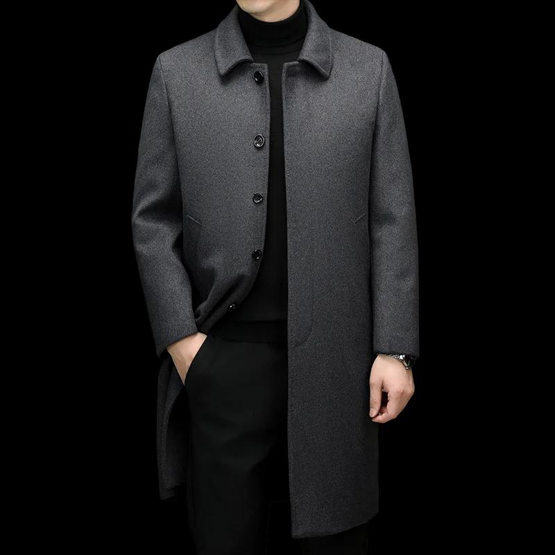 Manteaux en cachemire haut de gamme et à la mode pour hommes pour l'automne et l'hiver, vestes à rev