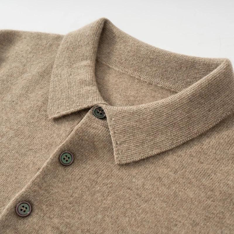 Pull à col POLO en cachemire pour hommes, de haute qualité, doux et élastique, décontracté, couleur