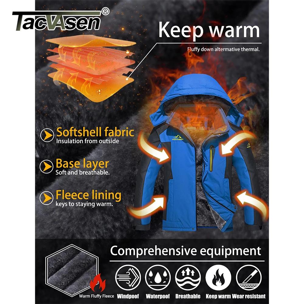 TACVASEN-Veste de Ski Imperméable pour Homme, Parka avec Doublure Smile, Manteau à Capuche, Coupe-Ve