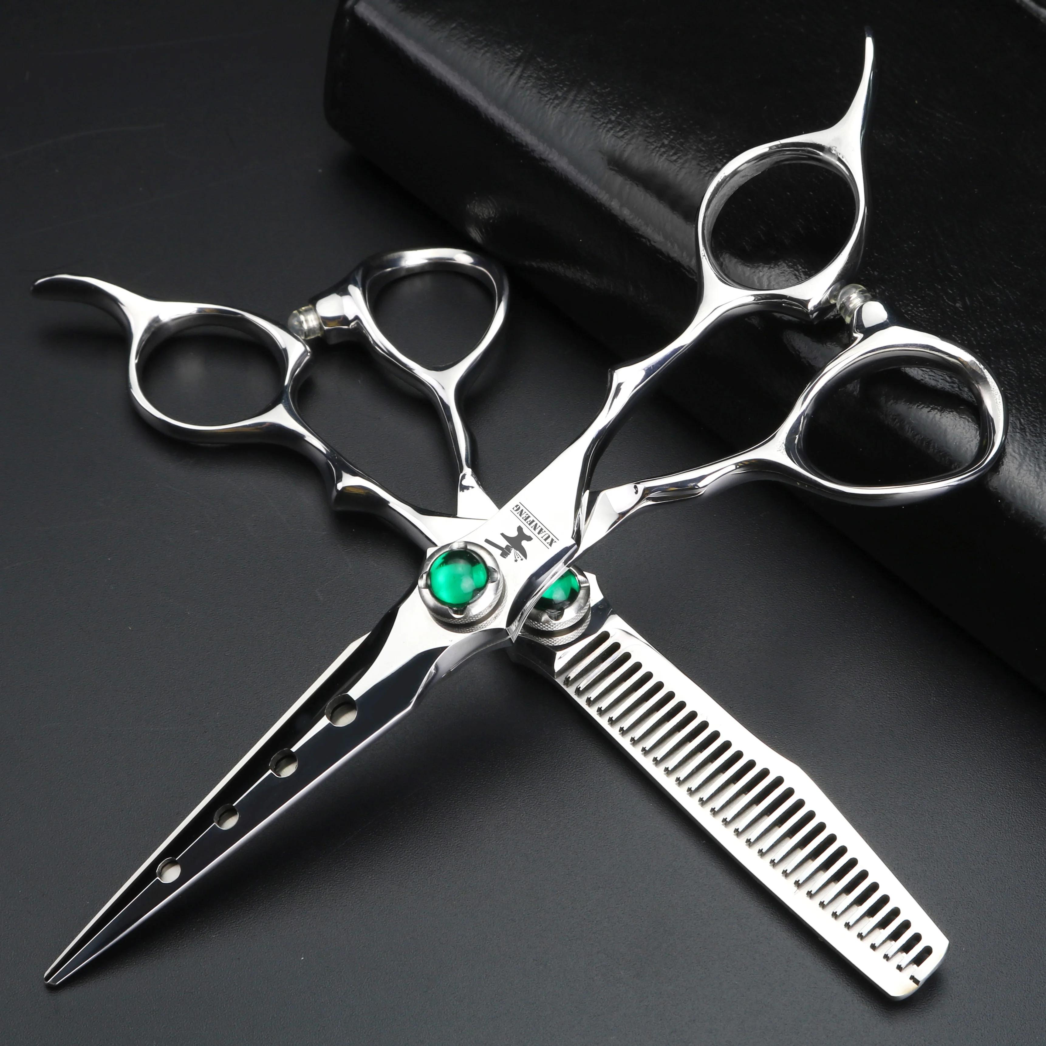Ciseaux à cheveux professionnels en acier VG10 de 6 pouces, ensemble de ciseaux de coupe et d'aminci