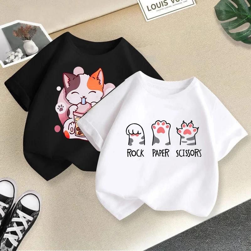 T-shirt à manches courtes et col rond pour bébé fille, vêtement d'été tendance, couleur bonbon, impr