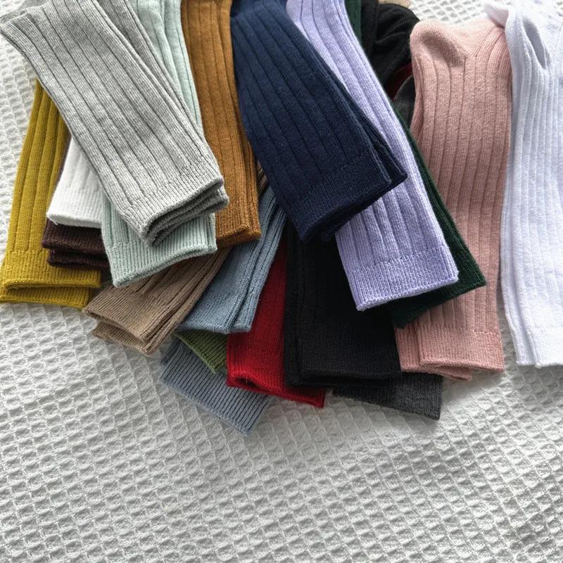Chaussettes longues hautes en coton pour bébés garçons et filles, chaussettes douces à rayures respi