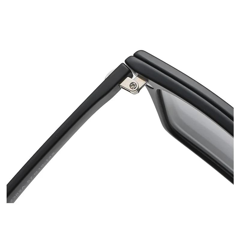 Lunettes de soleil polarisées carrées pour hommes avec clip magnétique 5 Lenes, monture TR90 grise,