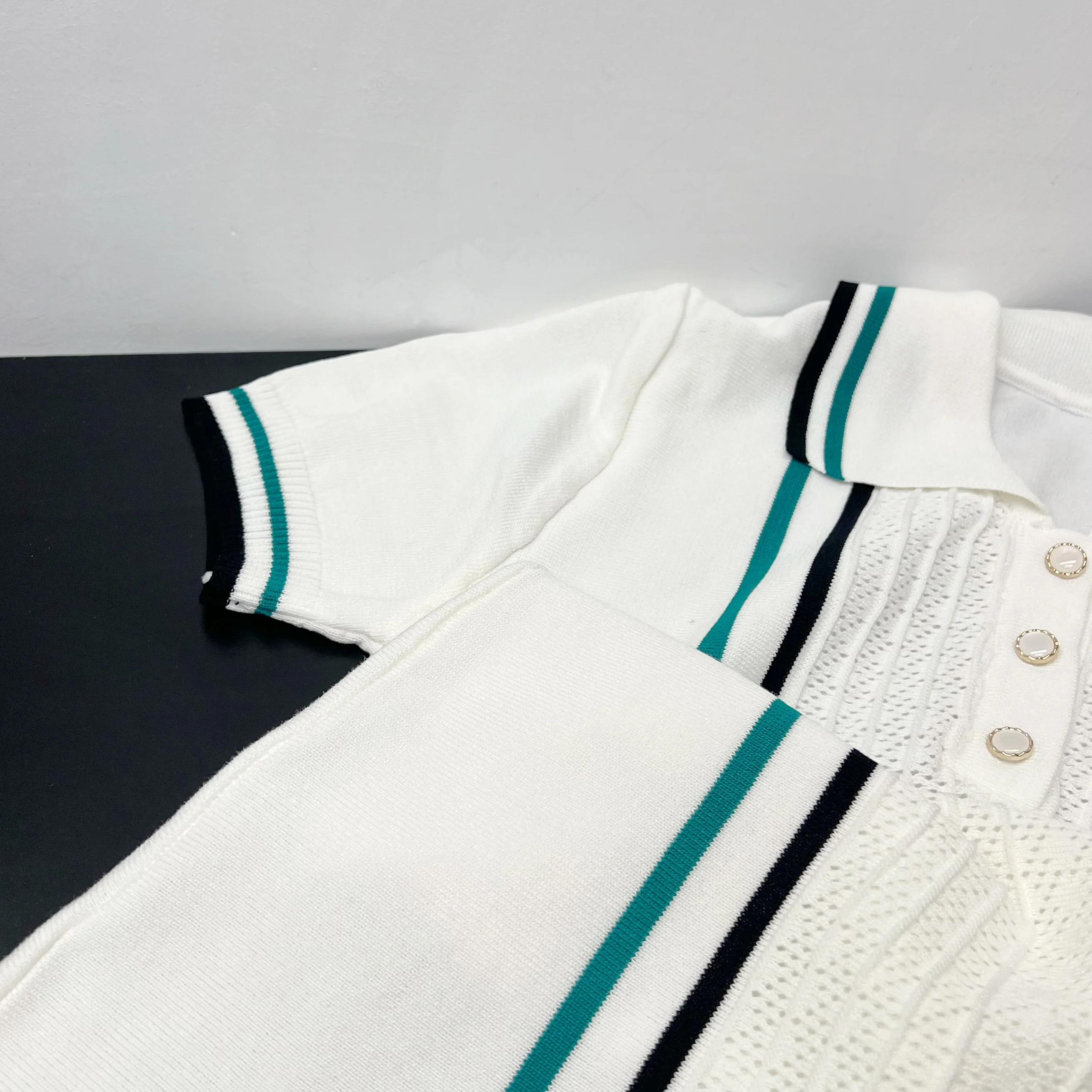 YuooMuoo Chic mode Sexy paquet hanches tricoté Mini robe 2026 été Vintage col rabattu à volants robe