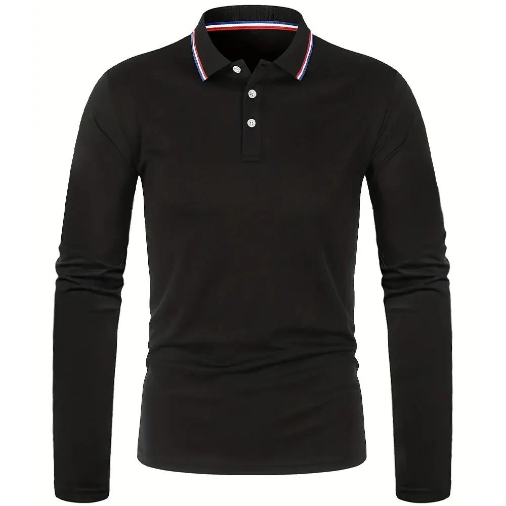 Hommes Printemps et Automne Casual Respirant Confortable Polo Vente Chaude De Mode Hommes D'affaires