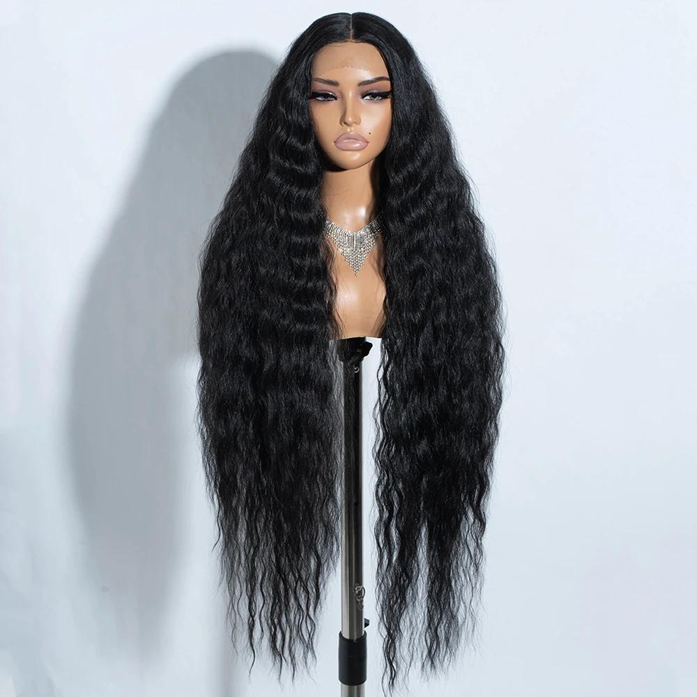 Perruques de Cosplay synthétiques en dentelle pour femmes noires cheveux longs bouclés 42 pouces Cos