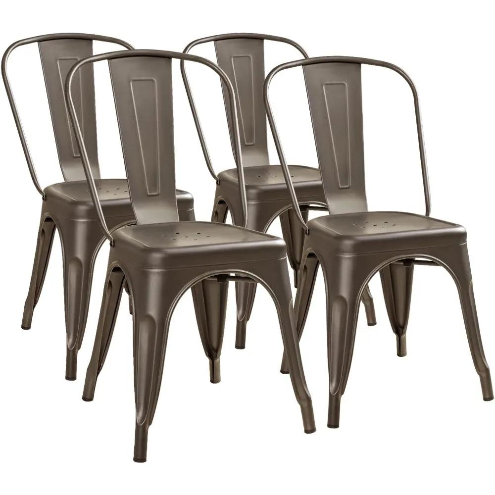 Chaise de salle à manger en métal, utilisation intérieure et extérieure, empilable, classique, Tratt