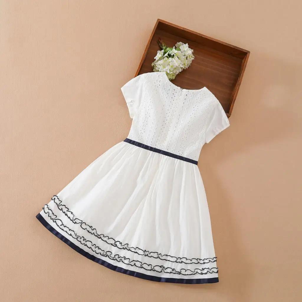 Robe d'été en coton à col rond, à fleurs blanches, vêtements de mariage pour enfants, robe de prince
