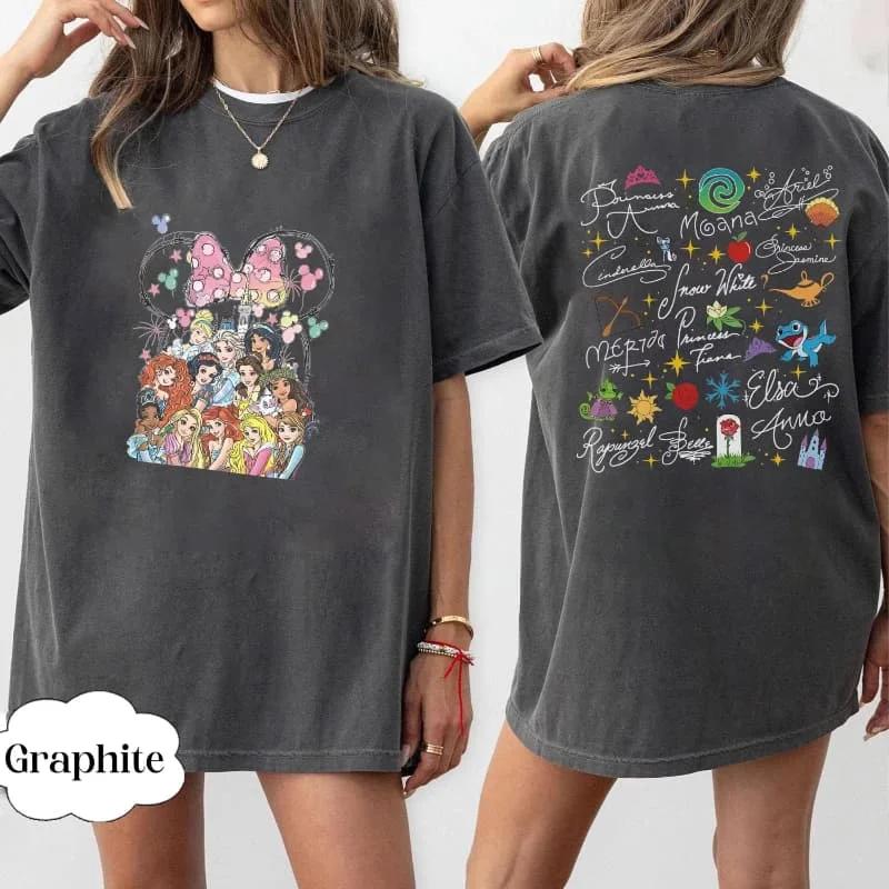 T-shirt de voyage pour enfants Disney Family, motif signature princesse, aquarelle du château magiqu