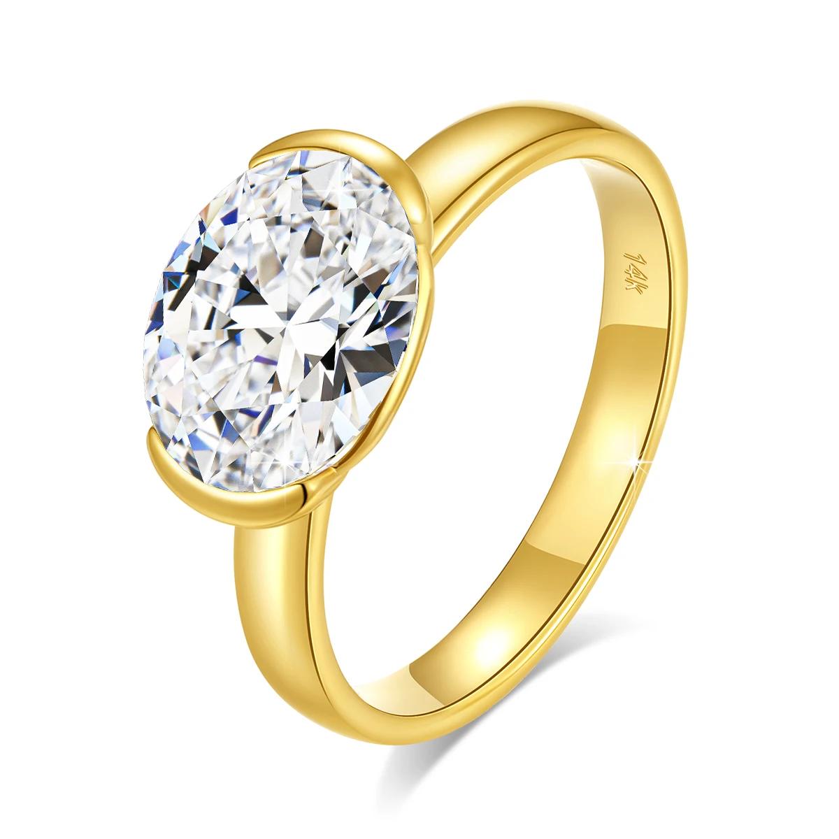 Bague Moissanite certifiée en or 14K pour femmes, diamant créé en laboratoire, fiançailles, mariage,
