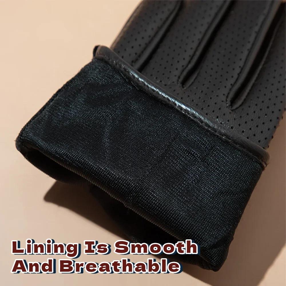 Gants en cuir de mouton véritable pour hommes, gants chauds d'hiver pour écran tactile, pour la cond