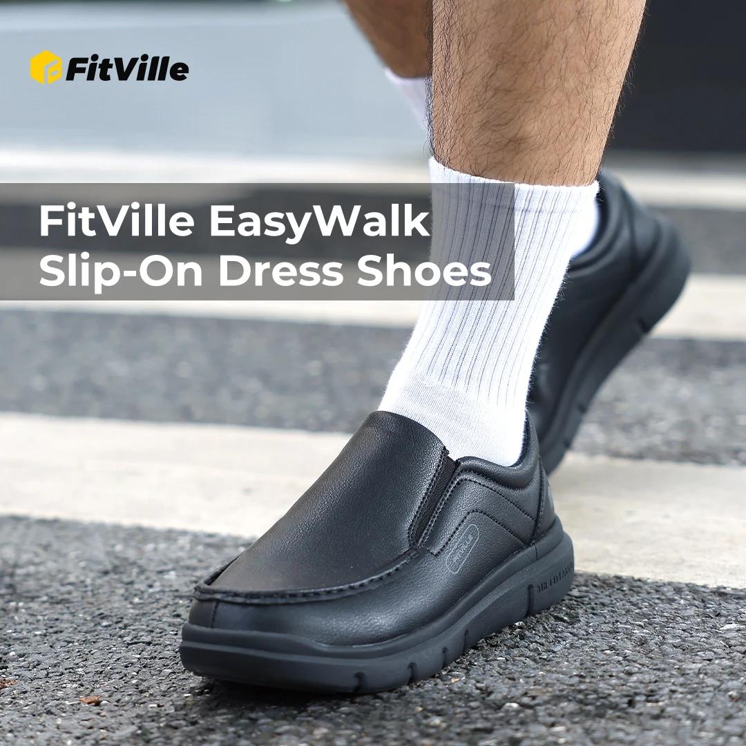 Fitville chaussures décontractées à enfiler pour hommes chaussure en cuir large largeur 2E léger pou