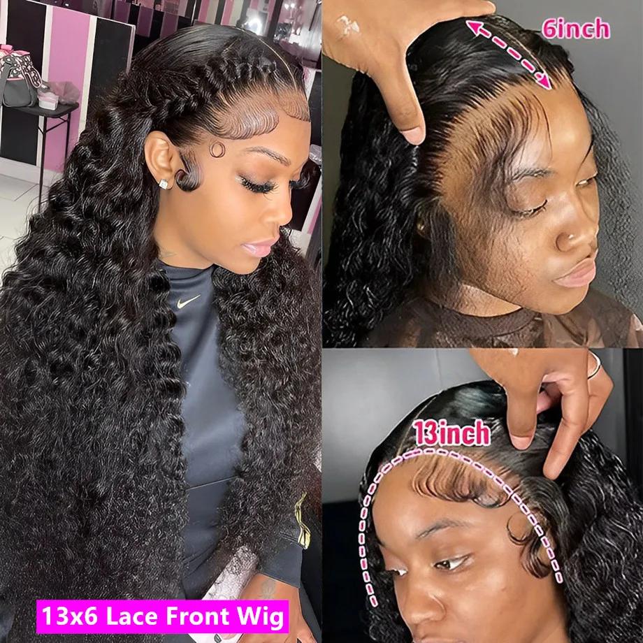 Perruque Lace Front Wig naturelle bouclée, Deep Wave, HD, 13x6, 13x4, 30 pouces