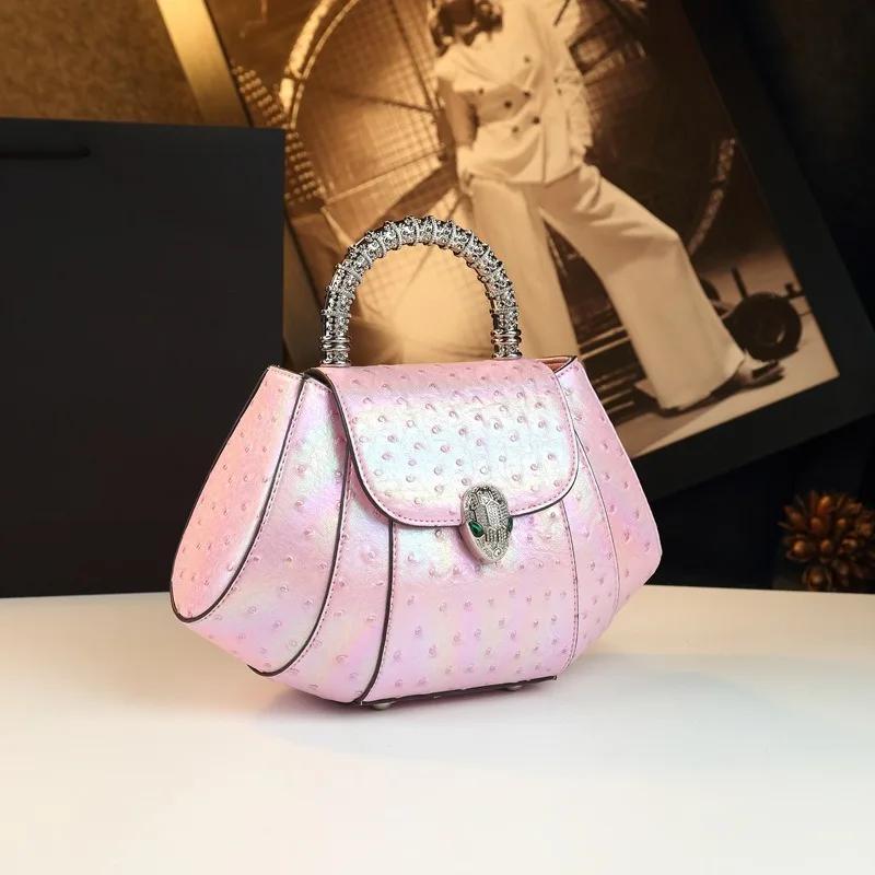Nouveau style 2026, sac carré petit format, motif autruche, forme unique, coloré, luxe léger, patchw