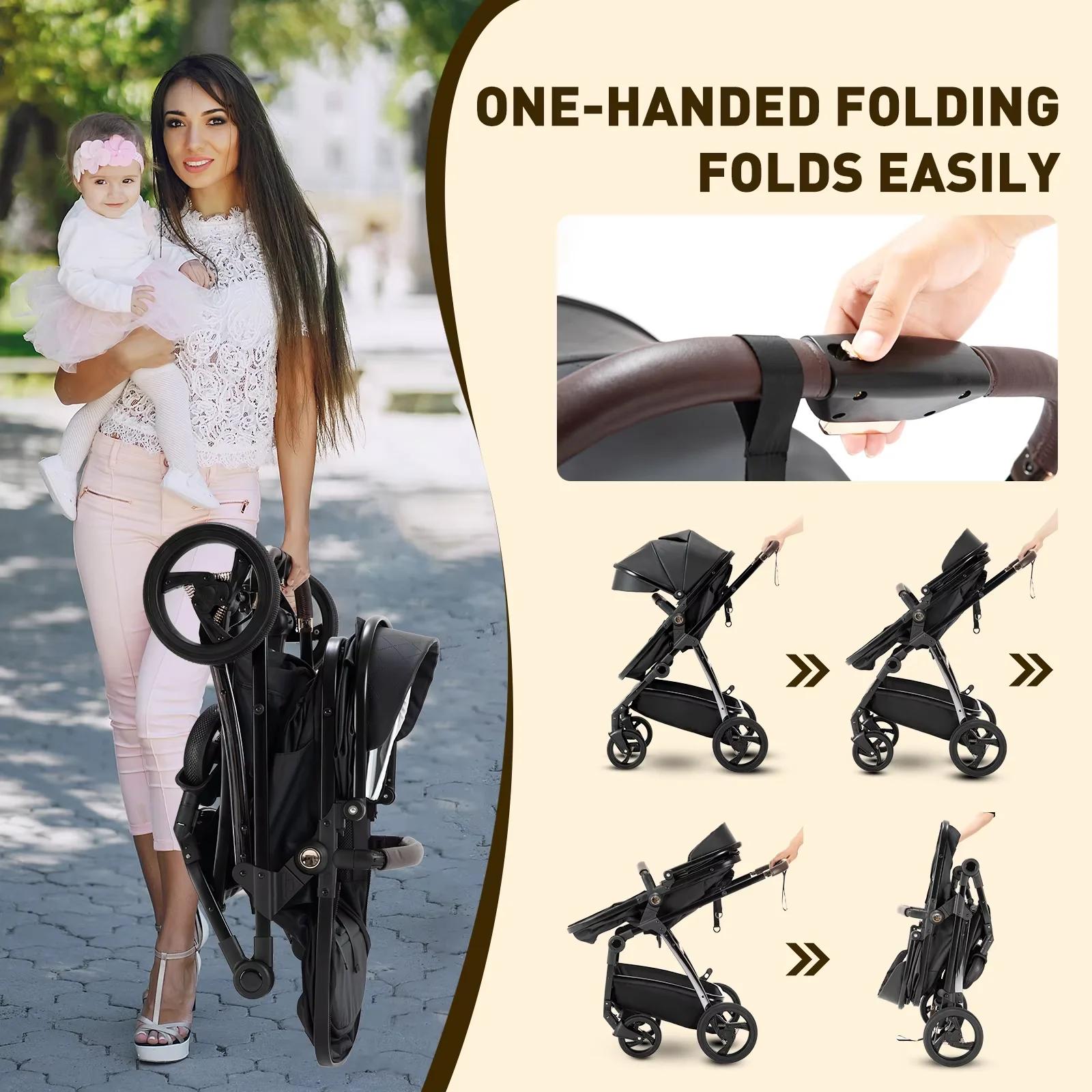 Poussette bébé 3 en 1 landau Portable luxueux voyage landau haute paysage nouveau-né bébé poussette