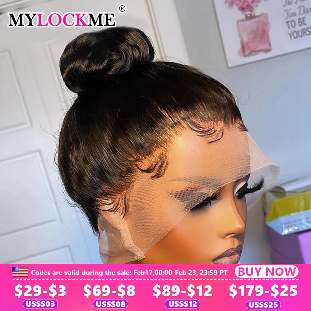 Perruque Full Lace Wig sans colle brésilienne naturelle, cheveux lisses, 13x6, 13x4, 360 de densité,