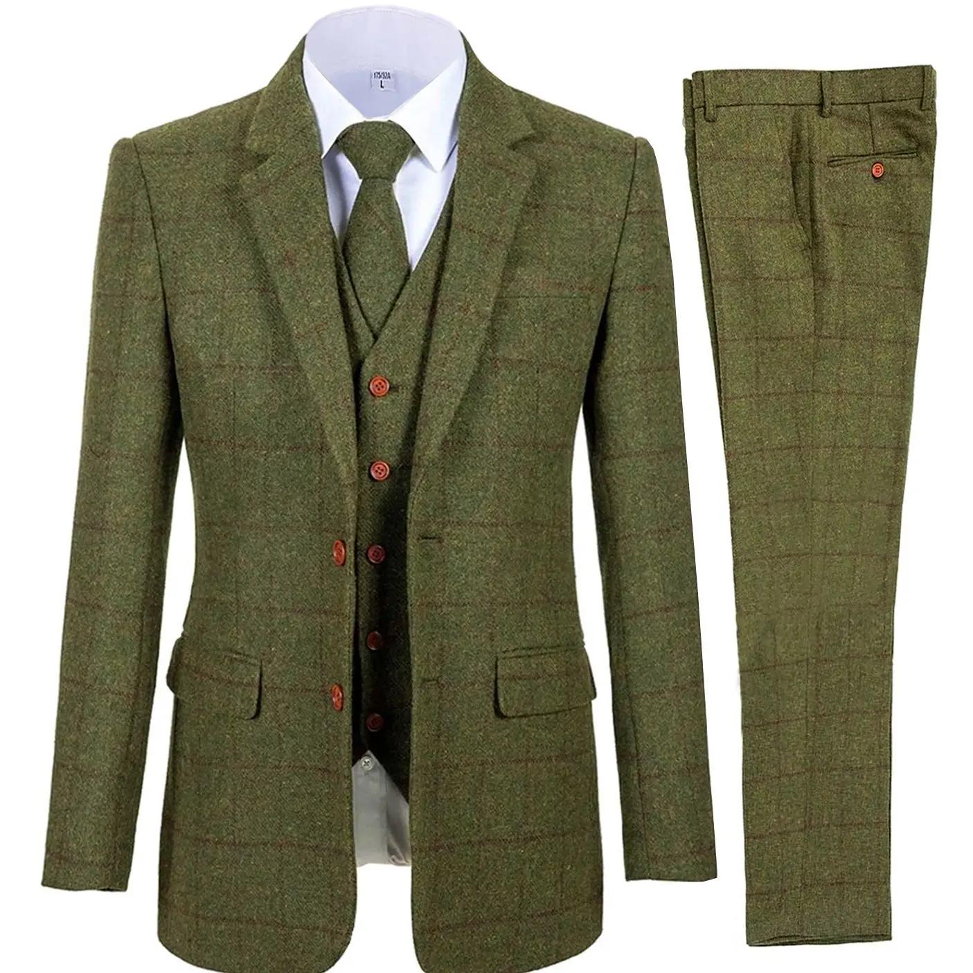 Costumes 3 pièces pour hommes, smoking formel à revers cranté pour garçons d'honneur, Tuxedos à carr