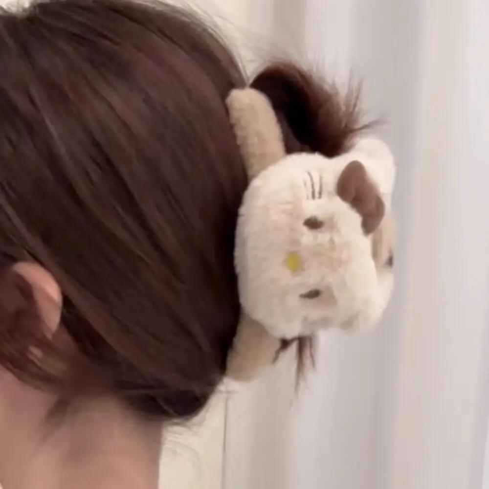 Ctue Anime marron Kitty peluche griffe de cheveux requin pince Barrettes crabe pinces à cheveux pour