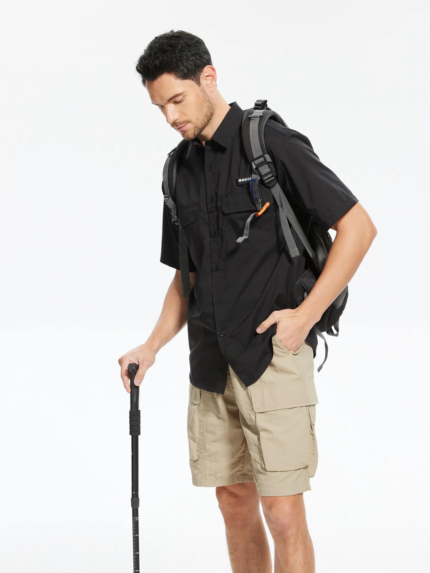 Chemises de pêche pour hommes UPF 50+ à manches longues/courtes, chemise décontractée à boutons avec