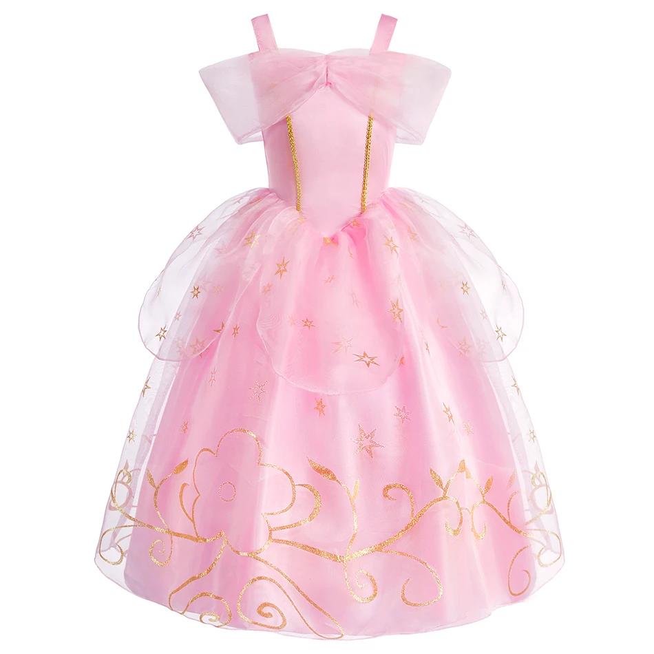 Robe carnaval bretelles petites filles Aurora princesse luxe - Été Noël vêtements éducatifs
