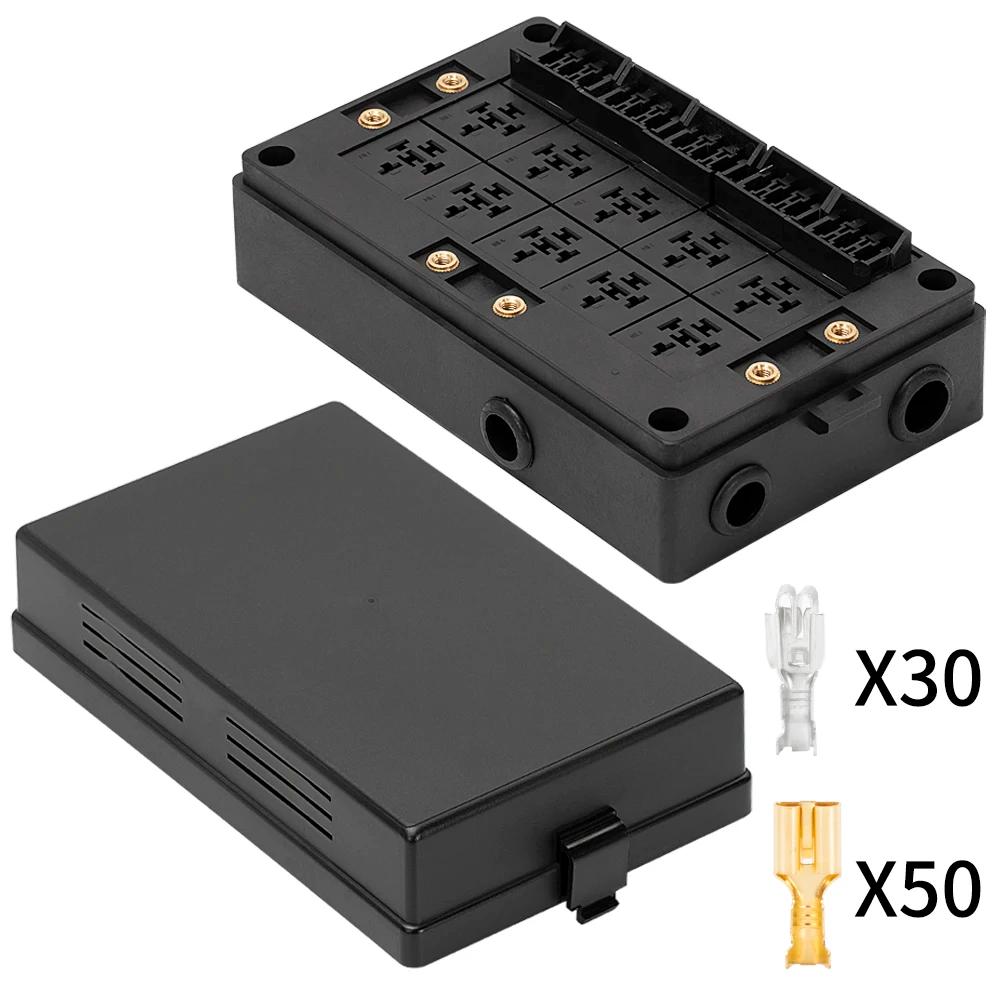 Boîte de relais de voiture à 10 voies, boîte à fusibles 12V, porte-fusible à lame à 15 voies pour au
