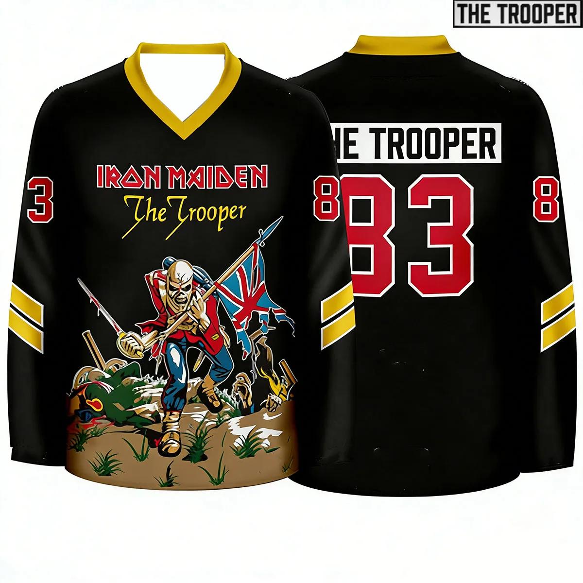 Maillot de hockey pour homme style Heavy Metal, inspiré d'Eddie Trooper, chemise de sport vintage st