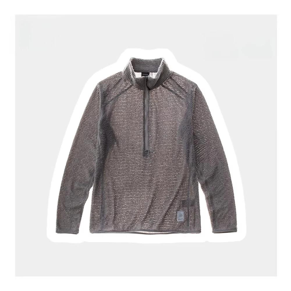 Pullover en polaire à demi-zip pour homme, col montant, veste thermique intermédiaire, antistatique,