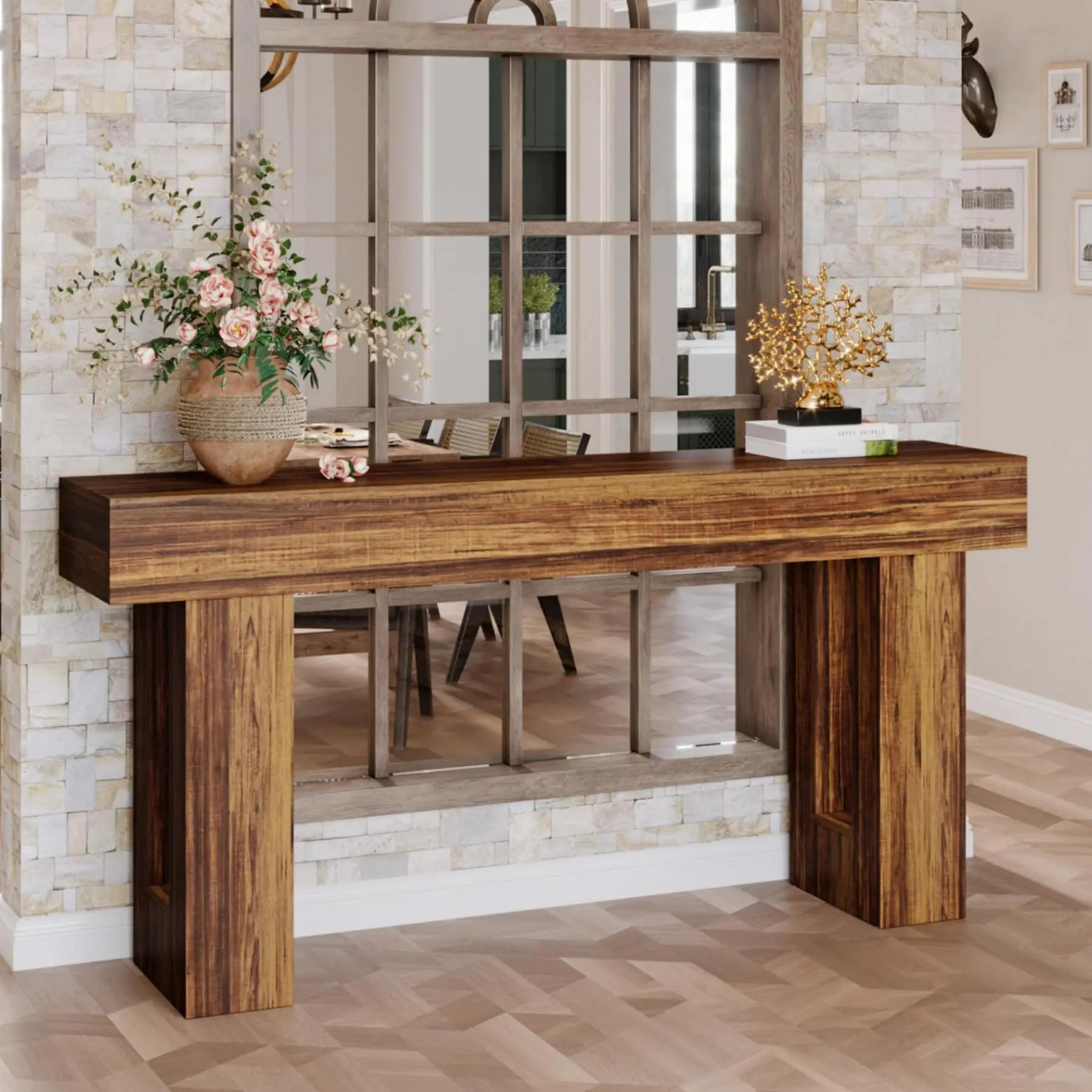 Tribesigns Table console longue de 63 pouces, table de canapé en bois de ferme derrière le canapé, t