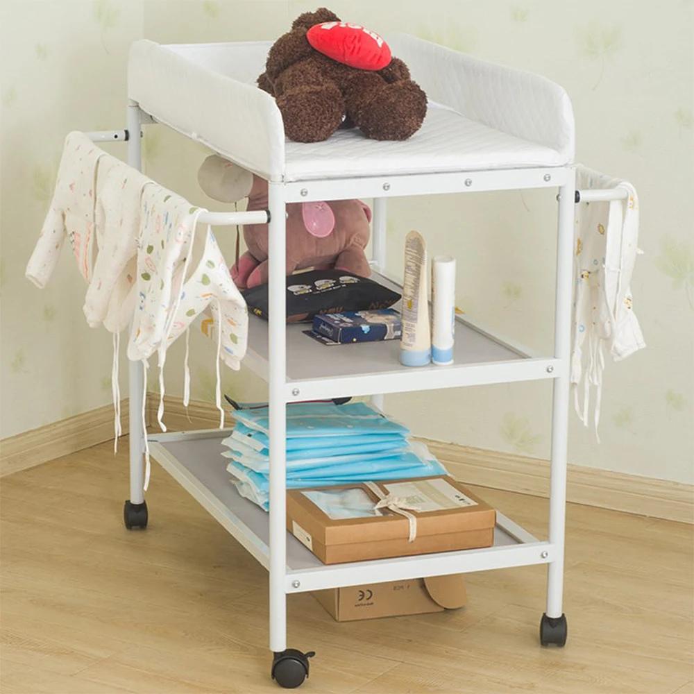 Étagère à Langer Largeur: 48 cm Table à Langer 4 Roulettes de Blocage Commode à Langer pour Bébé ave