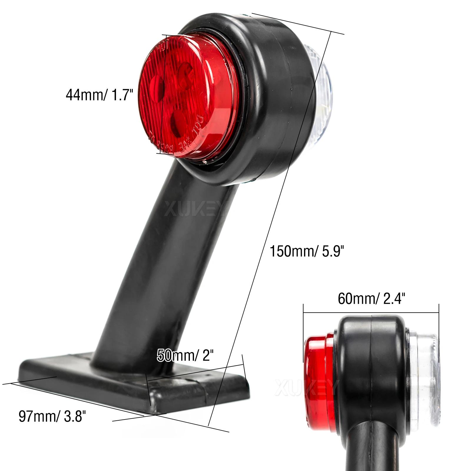 2X camion remorque LED coude en caoutchouc feu de position latéral blanc rouge contour indicateur de
