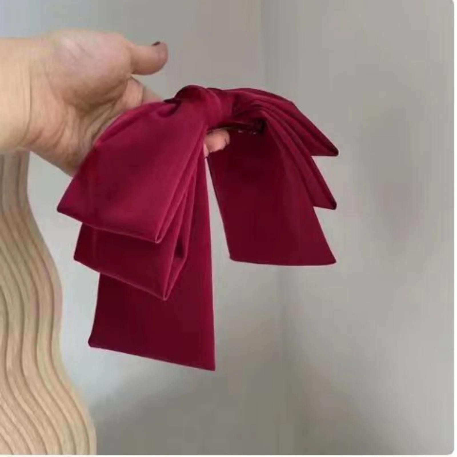 Grande pince à cheveux en Satin, nœuds pour filles et femmes, rose uni, noir, épingle à cheveux mult