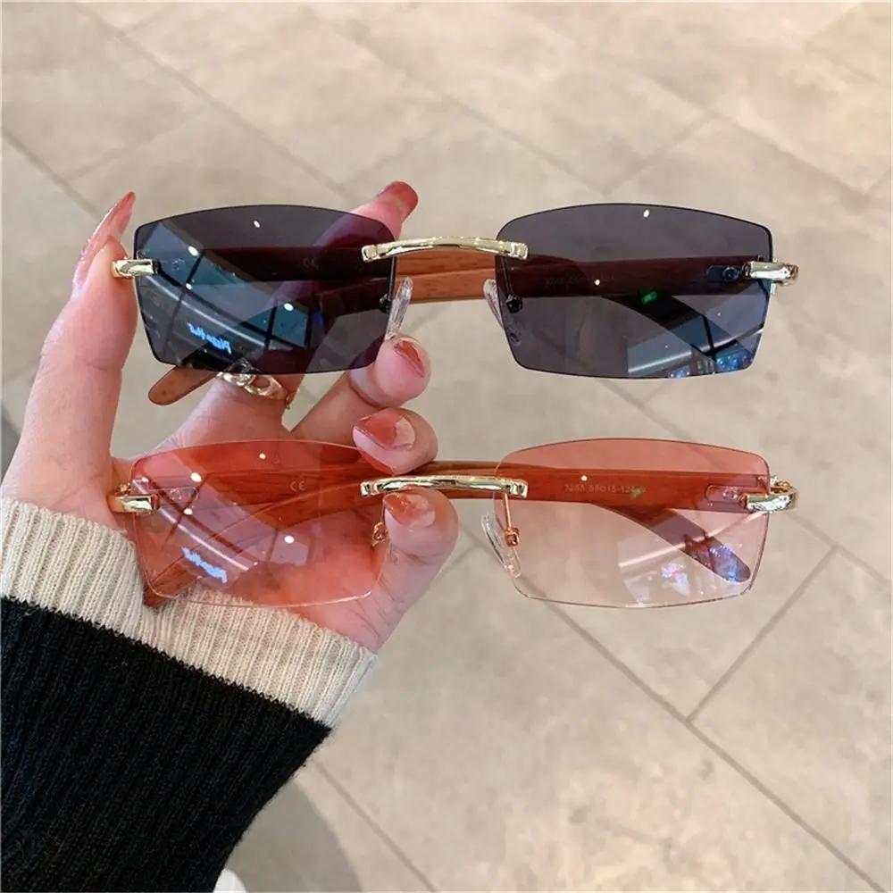 ChimPunk-Lunettes de soleil rectangulaires sans monture pour hommes et femmes, nuances de conduite,