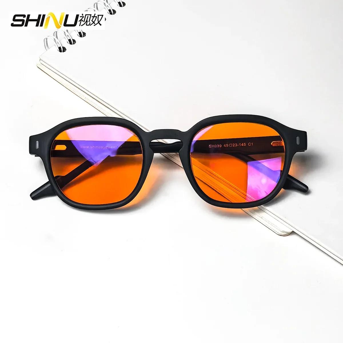 SHINU Anti lumière bleue lunettes dormir mieux lentilles rouges pour hommes lentille Orange lunettes
