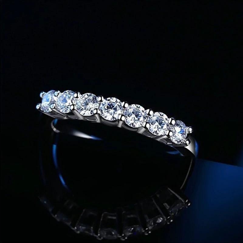 Stylo Polaroid en argent regardé 100% avec diamant Pass pour femme, bague Moissanite, bague de maria