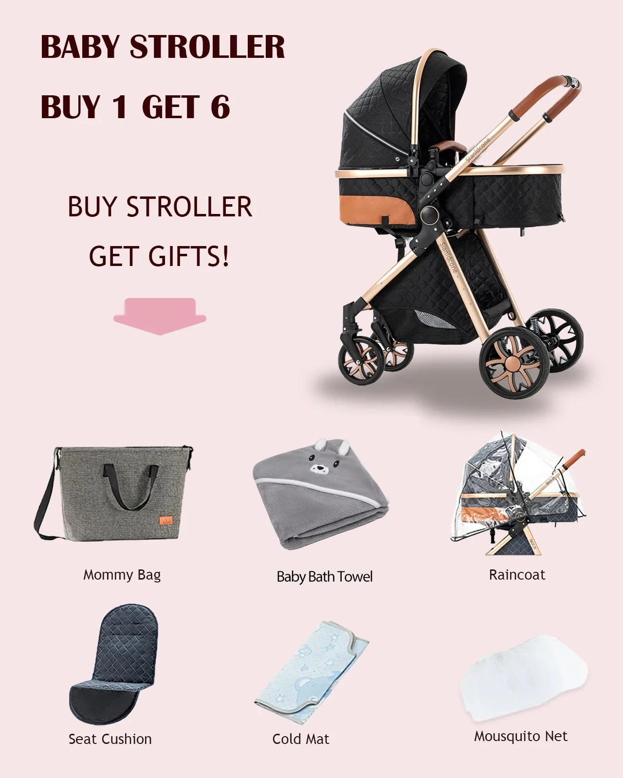 Poussette Bébé Élégante 3-en-1, Conception Premium avec Siège Auto Sécurisé, Nacelle Confortable et