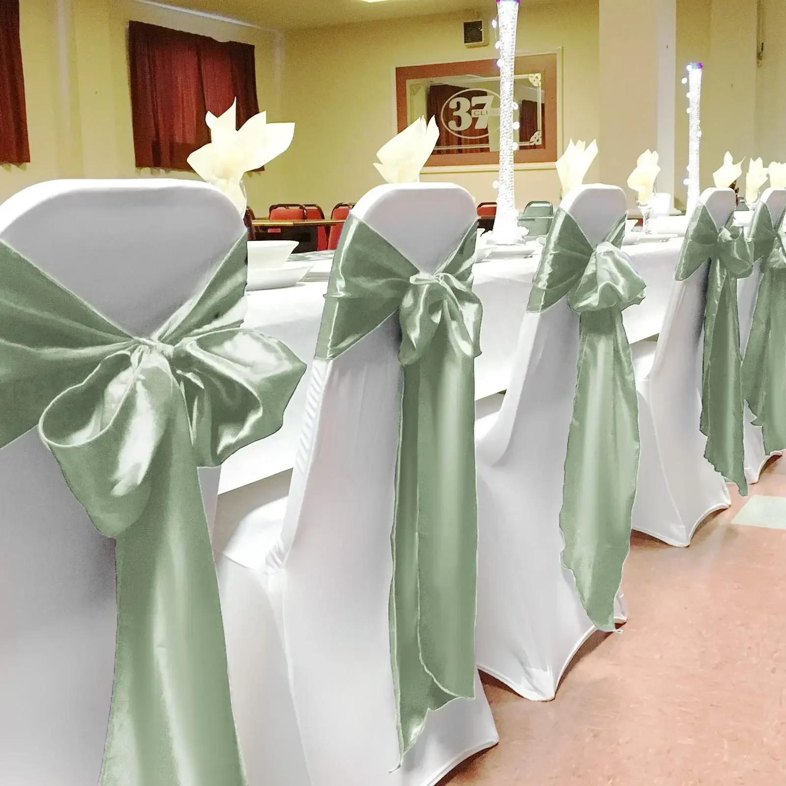 Ceintures à nœud en Satin pour chaise de mariage, 10/50 pièces, attaches en ruban pour fête, événeme