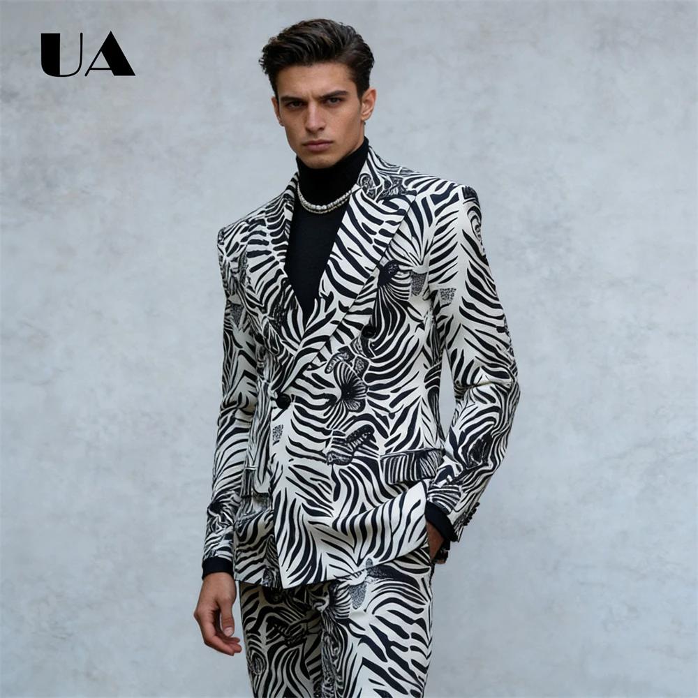 Costume deux pièces imprimé zèbre, costume formel 2 pièces pour hommes pour bal de promo, Costume de