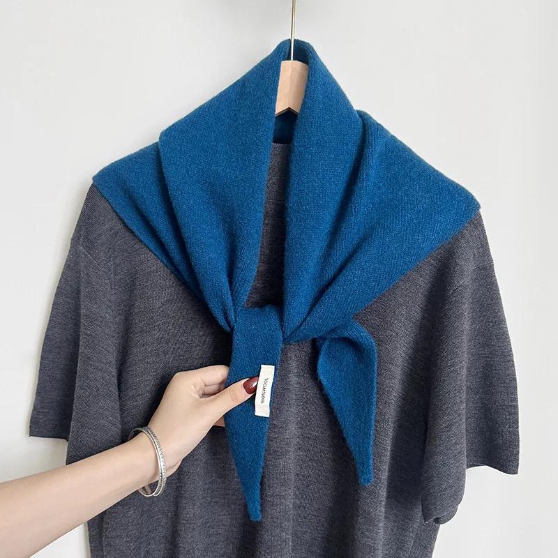 100% laine hiver écharpe pour femmes chaud triangle tricot foulards Hijab solide dame châle envelopp