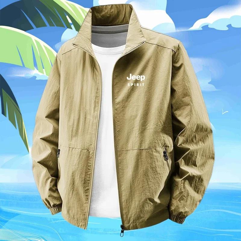 Veste pour homme Jeep à col montant, pour le printemps et l'automne, décontractée, grande taille, vê