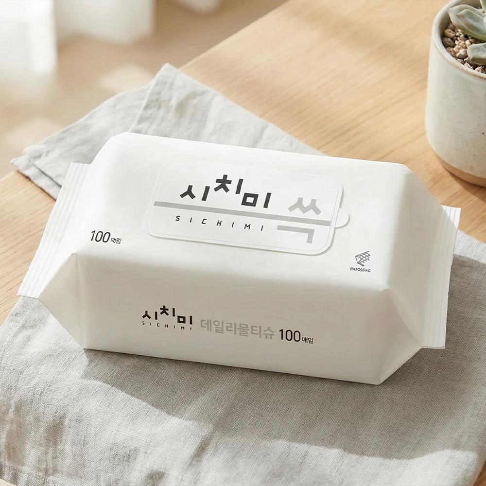 Lingettes humides Shichimi Choo, grande capacité, recharge, épaisses, portables, gaufrées, 100 linge