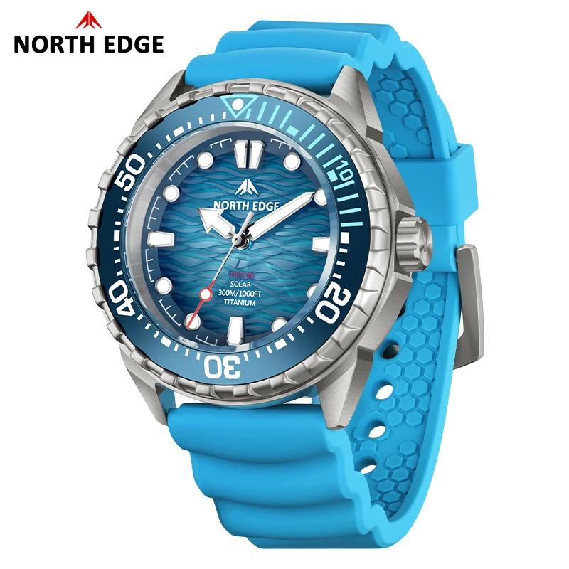 Montre de plongée solaire NORTH EDGE TRITON-TI en titane et acier inoxydable, montre à quartz de lux