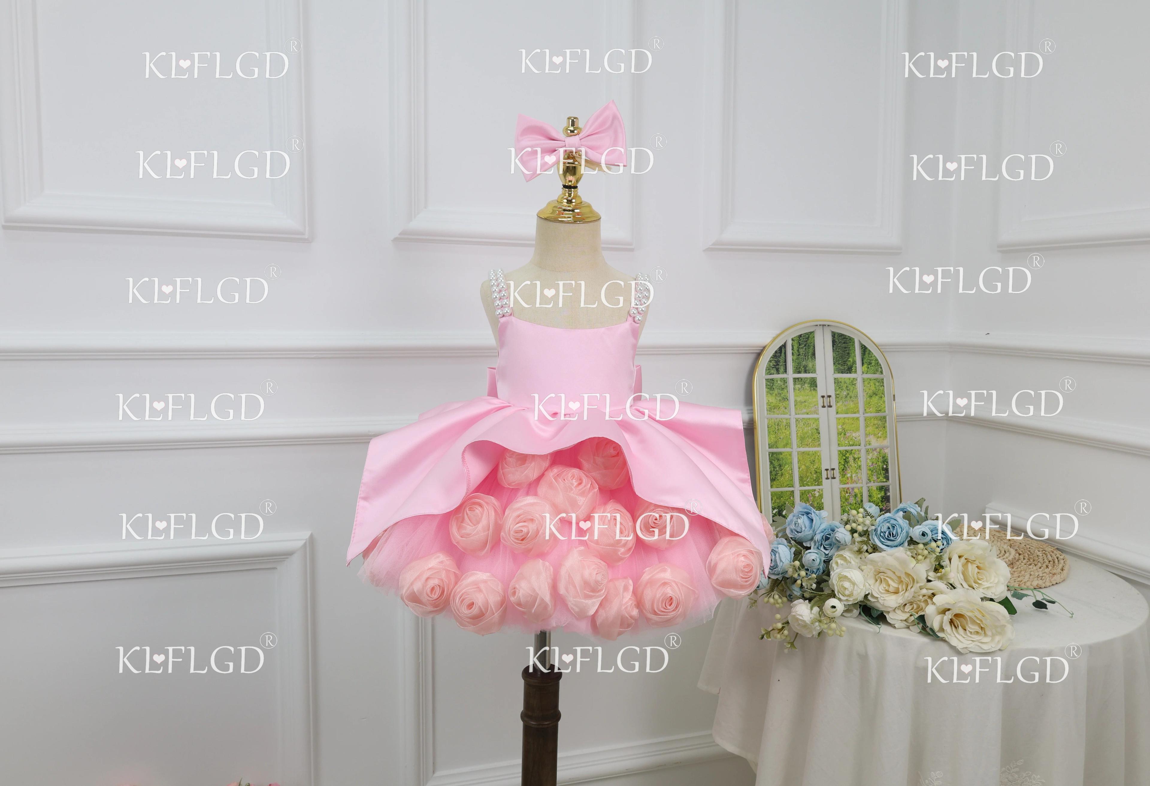 Robes de cérémonie pour petites filles, robe tutu rose, magnifique robe de soirée élégante, robe de