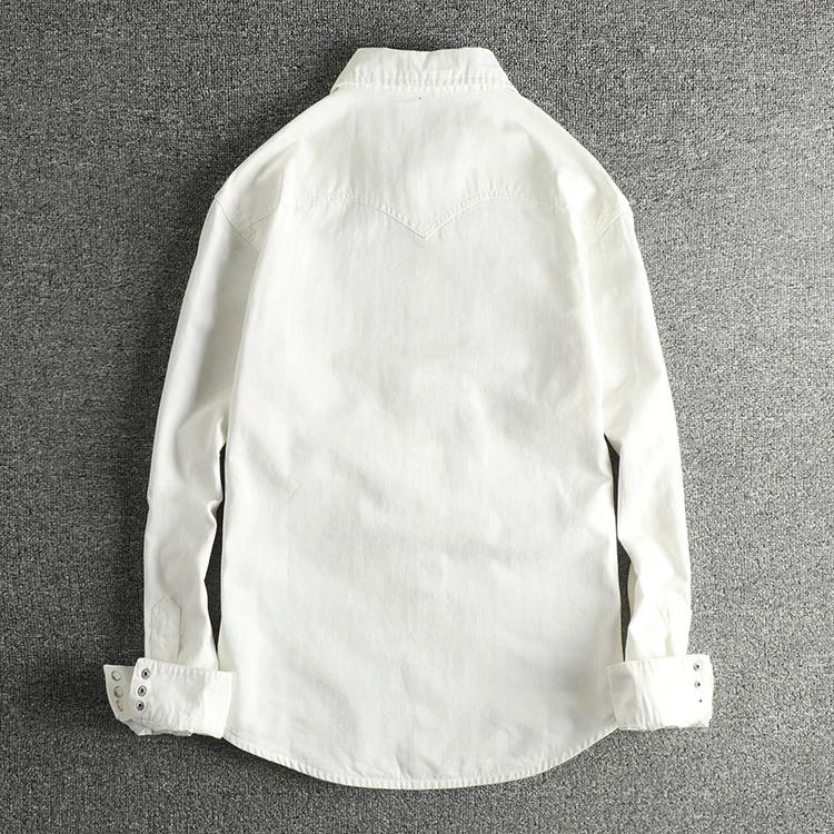 Réplique de chemise en jean pour hommes, Style rétro occidental américain, avec boutons en perles, n