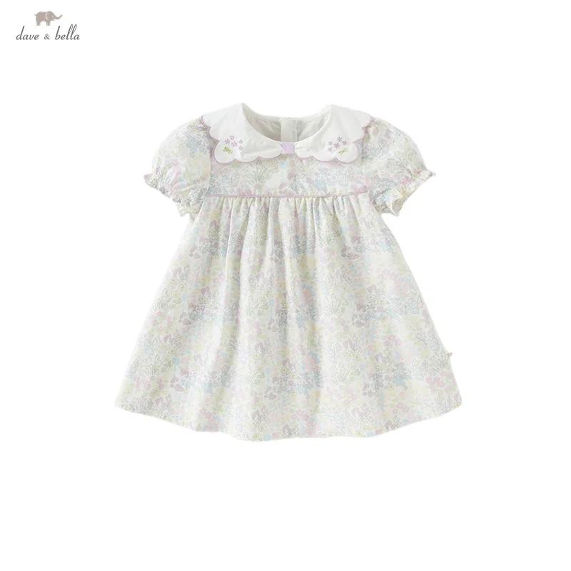 Dave Bella filles bébé robe été mode décontracté doux mignon imprimé enfants coton mince princesse r
