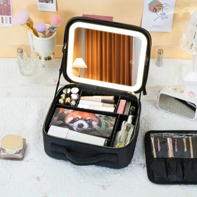 Trousse de maquillage de voyage portable avec miroir, lumière LED aste, étanche, non parfumée, batte