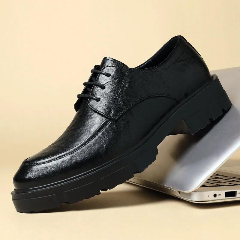 Chaussures en cuir à enfiler pour hommes, chaussures provoqué d'affaires, intérieur invisible, recom